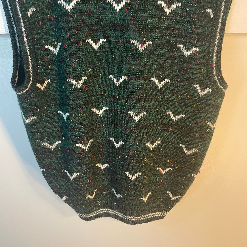 VNTG Carson Pirie Scott Green Wool Blend Knit Sweater Vest Men's SZ Large 90s - Picture 11 of 11